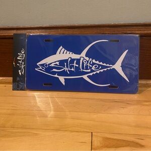 Salt Life License Plate NEW IN PACKAGE Royal Tuna - Blue & White